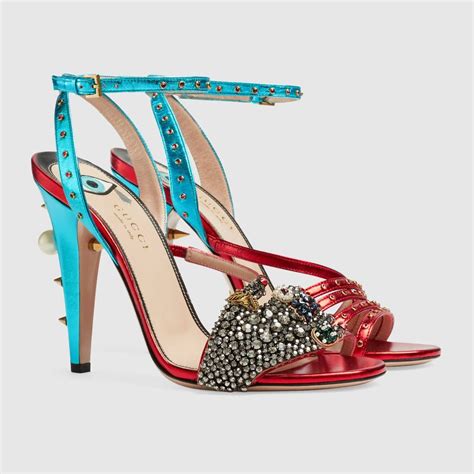 sandals with diamonds gucci|Gucci ankle sandals.